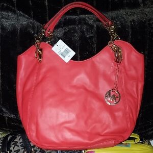 NWT Michael Kors Red Leather Tote Bag